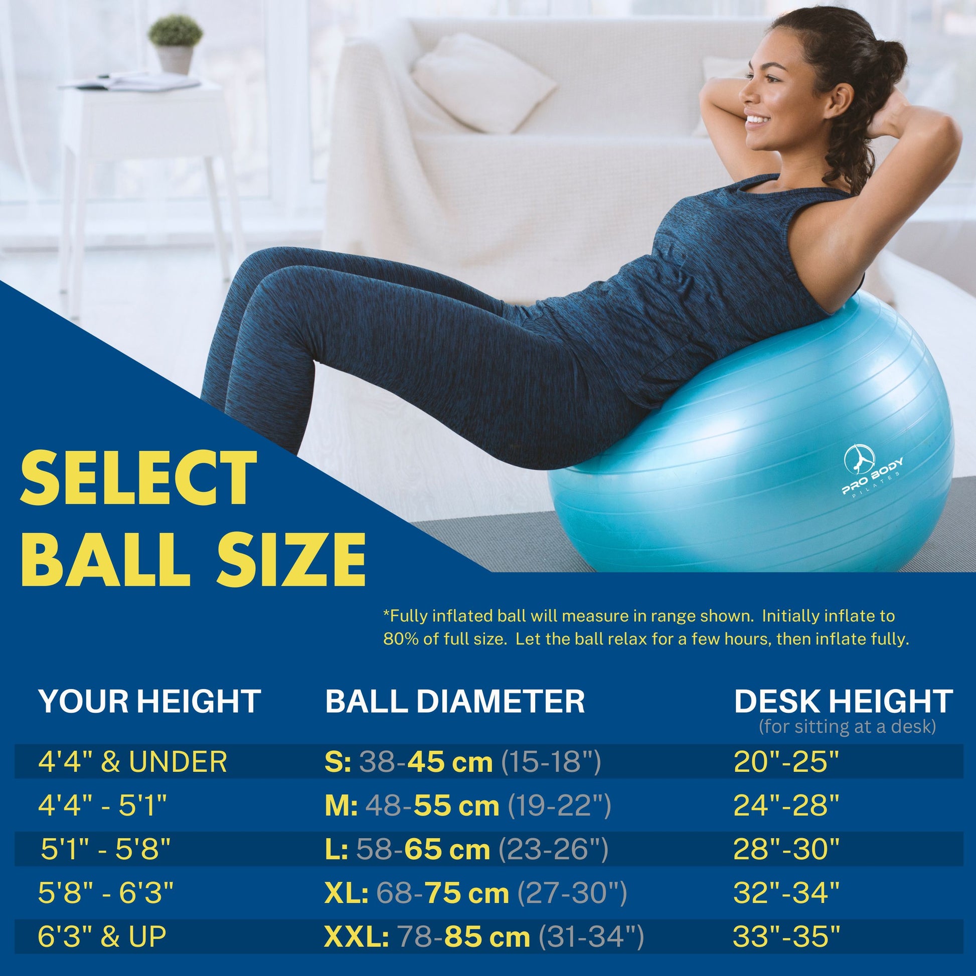  𝗘𝘅𝗲𝗿𝗰𝗶𝘀𝗲 𝗕𝗮𝗹𝗹 for Working Out 65 cm-Yoga Ball Chair  & Balance Ball for Pregnancy, Birthing Physical Therapy & Chair for Office  - Stability Ball & Stainless Steel Pilates Bar for Workout 