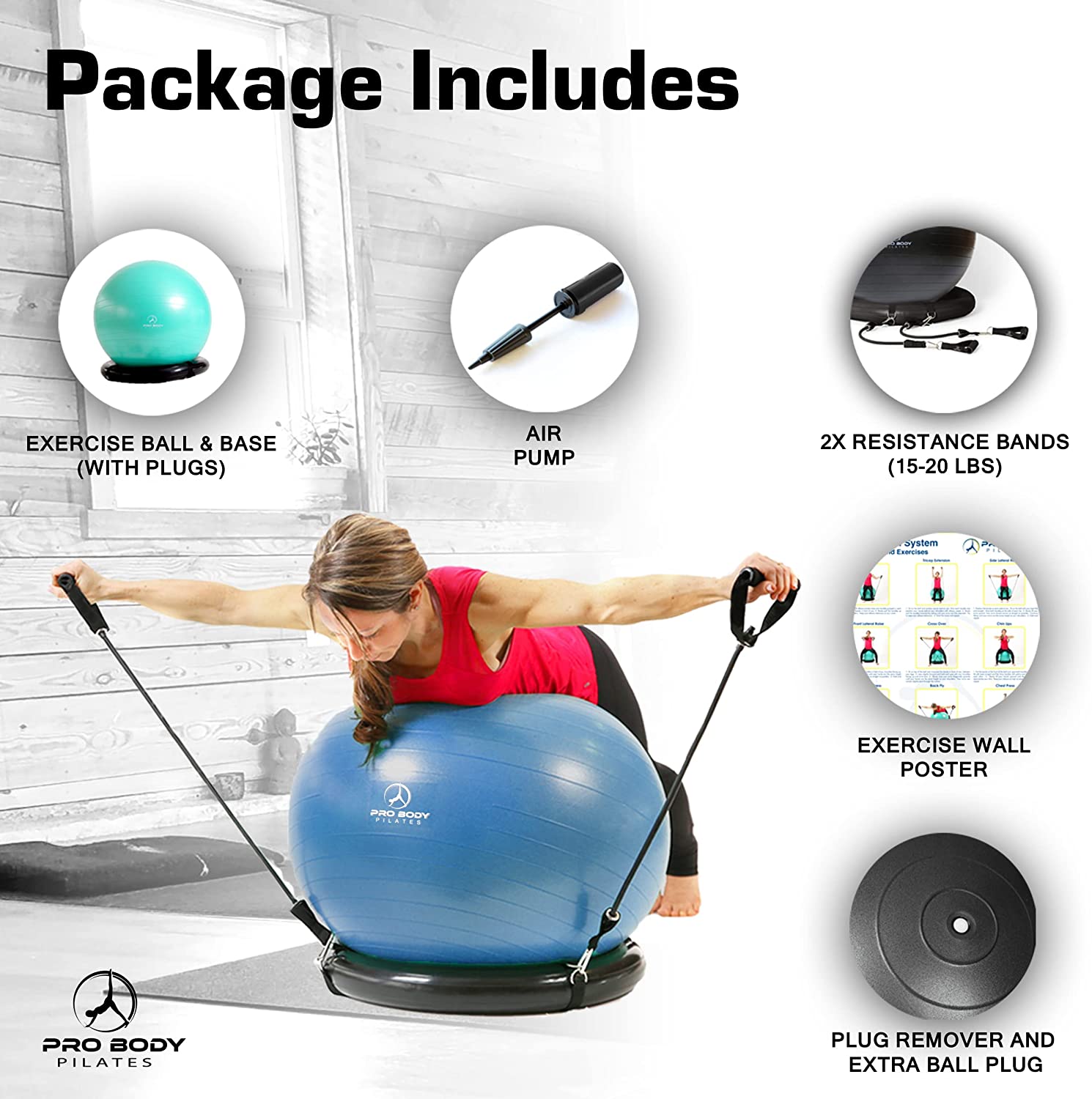 Yoga ball 2024 with resistance bands